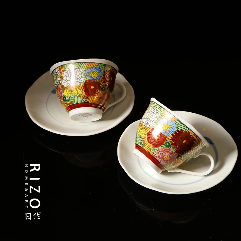 Японская керамическая кофейная чашка Koya Yaki блюдце печь юкиямы торт Golden Wer