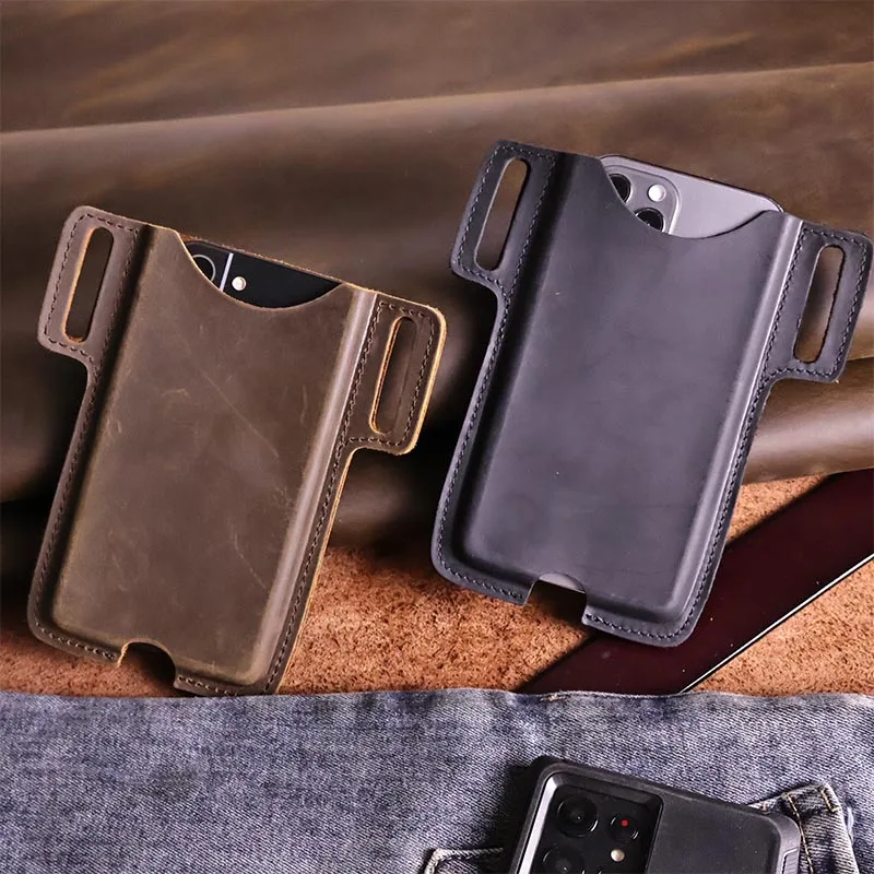 Мужская поясная сумка в повседневном стиле с регулируемым кожаным ремнем для