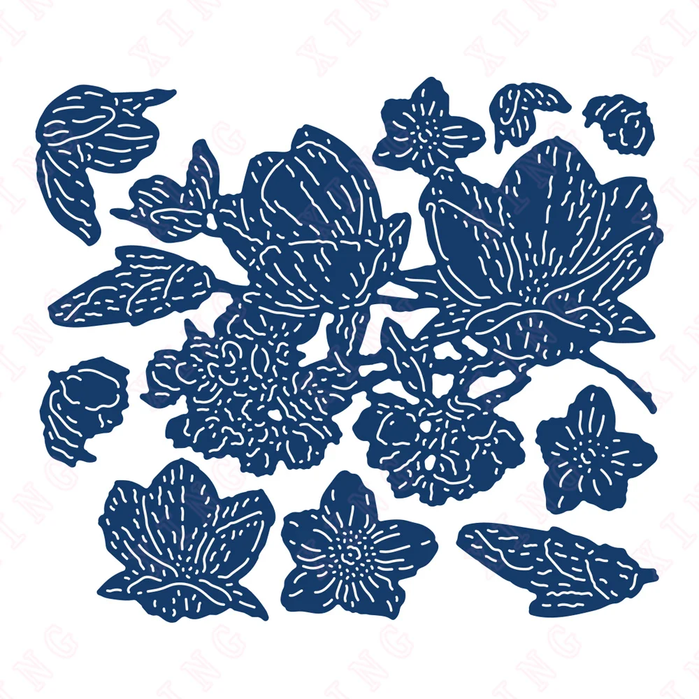 

2022 New Metal Cutting Dies Diy Gift Card Handmade Decoration Embossing Templates Craft Blade Punch Reusable Molds Flora Die Set