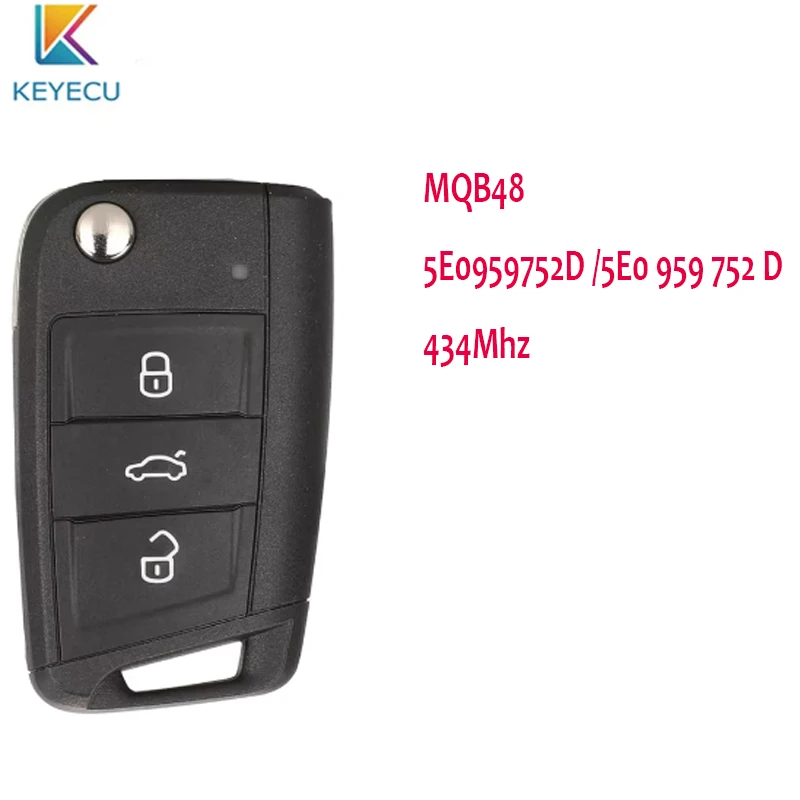 Умный дистанционный брелок KEYECU для Skoda Rapid Octavia MK3 2013+ 5E0 959 753 D/5E0 752 434 МГц MQB 48 3 кнопки