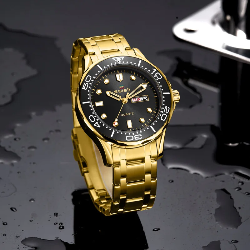 2023 Europe and the United States popular table waterproof luminous quartz double calendar movement men's watch a piece of hair