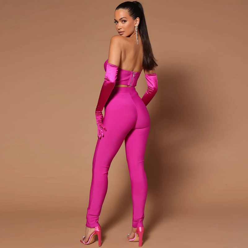 MSMUSI 2024 новый модный женский сексуальный комплект из трех предметов без бретелек