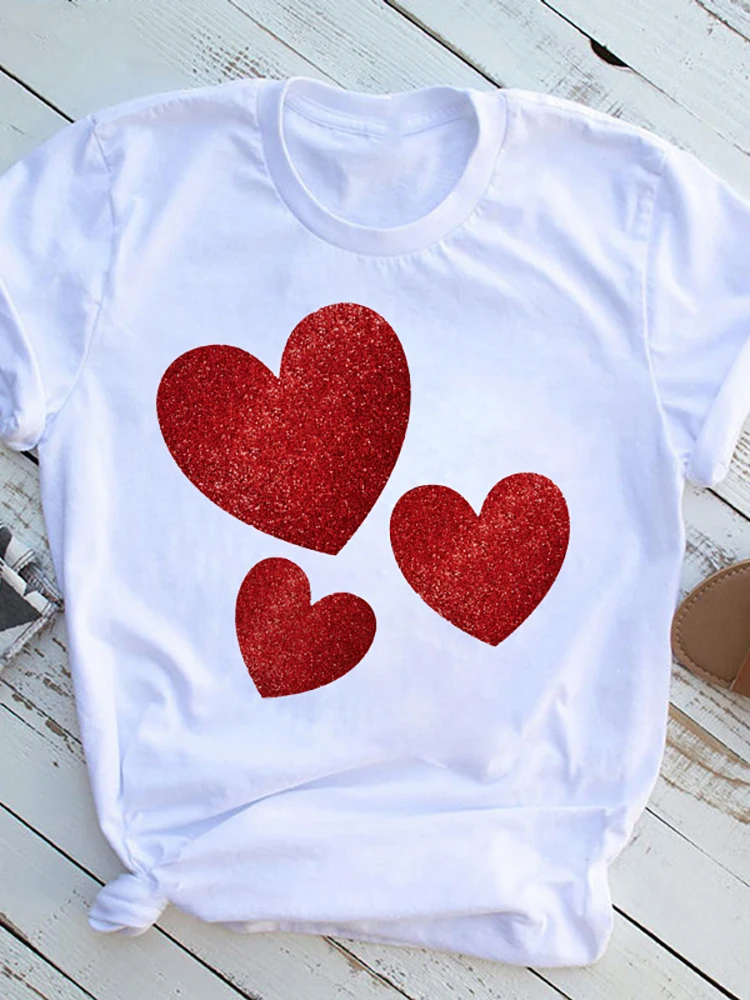 

Fashion Valentine's Day T Shirts for Woman Sweet Love Hearts T-shirts Ladies Tshirts 90s Baby Tees Y2K Tops Vintage Harajuku