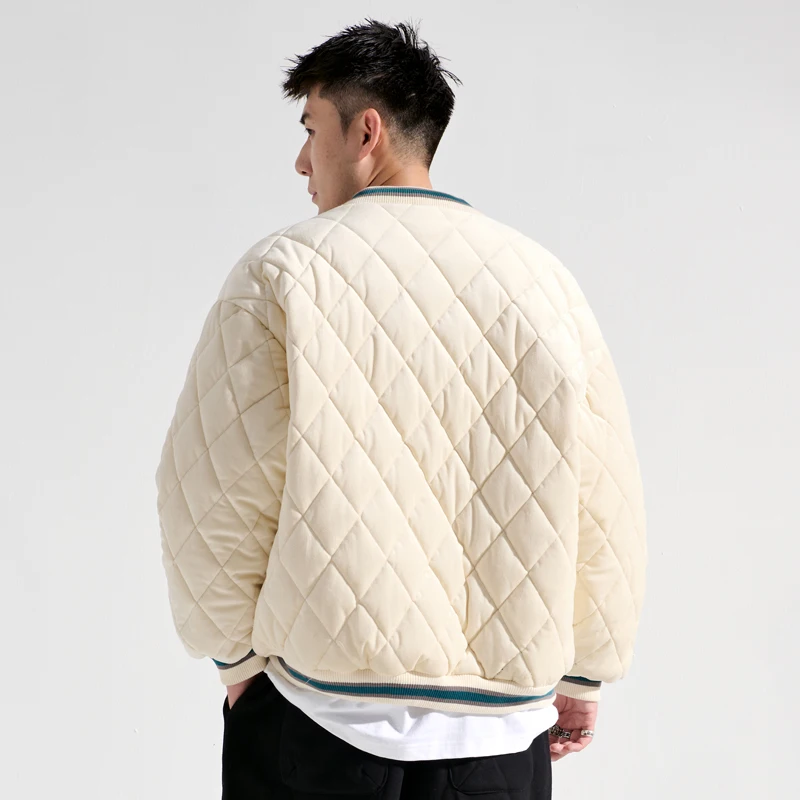 Korean Style Trendy Couple's Clothes Winter Cotton-Padded Coat Male Letter Retro Baseball Cotton-Padded Jacket High Street Thin