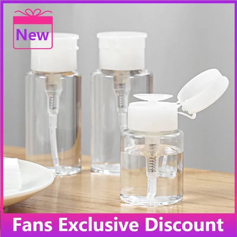 

2022 New Refillable Portable Bottle Empty Plastic Nail Polish Remover Alcohol Liquid Press Pumping Dispenser Bottle