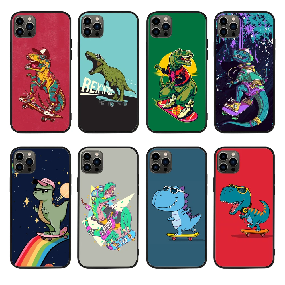 

Dinosaur Skate Phone Case For iphone 13PRO 12 11PROMAX 11 X XS XR XSMAX 6 plus 7 7Plus 8 8Plus Cover