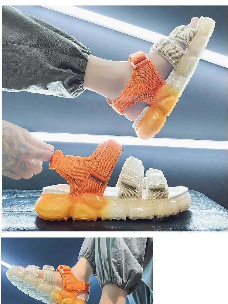 

Men's Summer Casual Sandal Thick Bottom Webbing Open Toe Non Slip Breathable Comfortable Lightweight Color Matching Beach Sandal