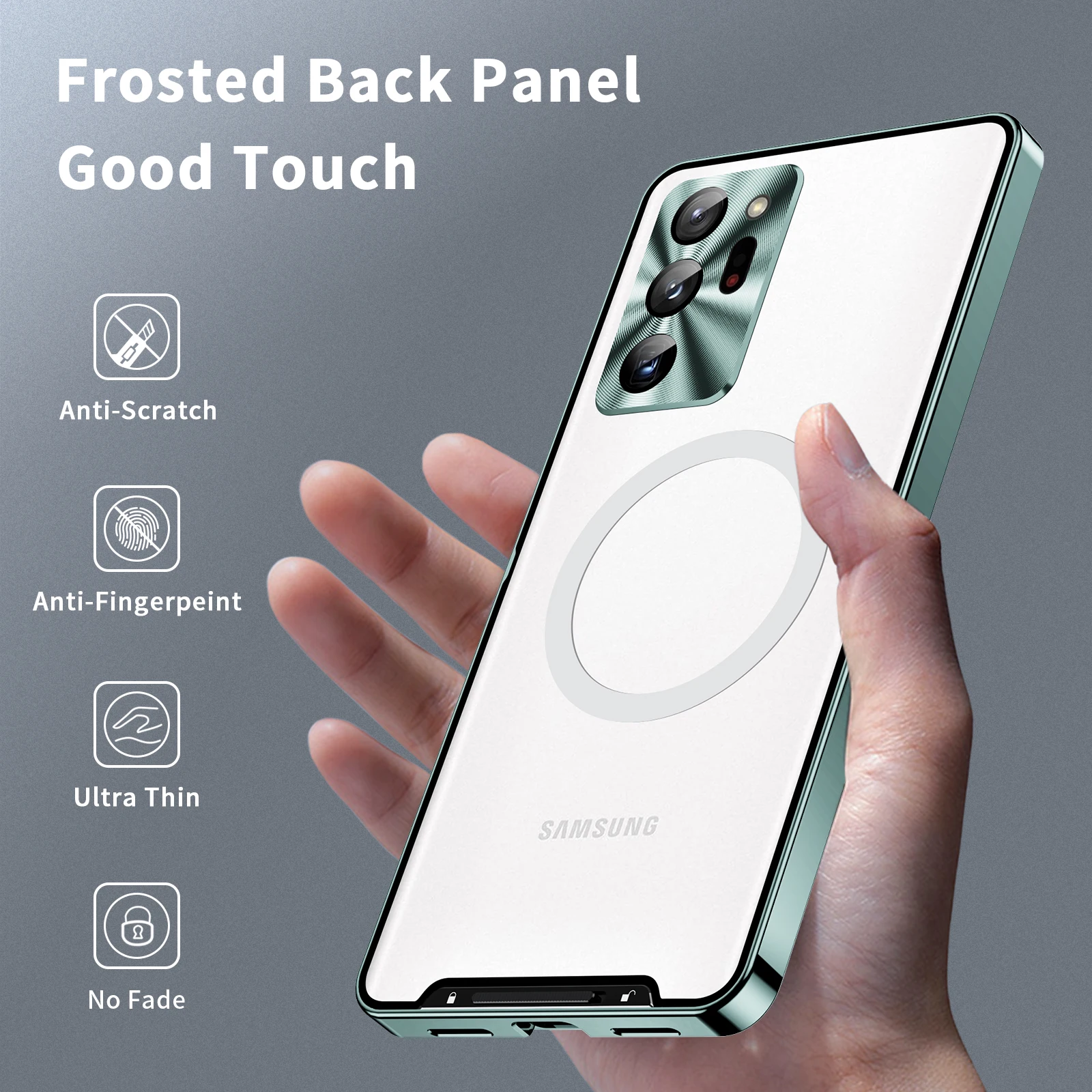 Magnetic Case For Samsung Galaxy S21FE S22 Plus Note 20 Ultra Metal Frame Frosted Shell For Magsafe Wireless charging Back Cover
