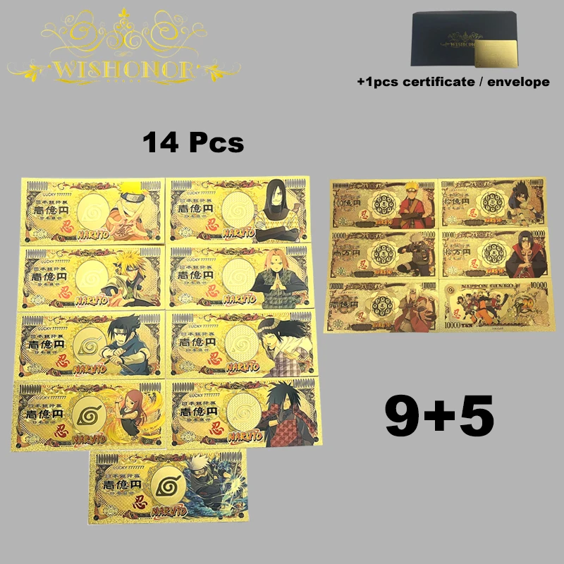 

Самые продаваемые товары, все стили, красивые Японские Аниме наборы банкнот, Аниме пластиковые карты в 24k позолоченные для коллекции