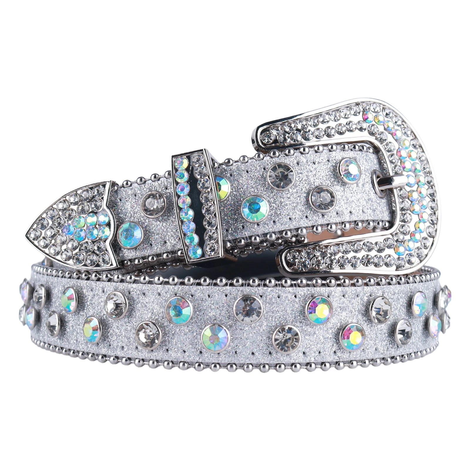 Bling Bling High Quality Western Punk Cowboy Cowgirl Rhinestones Belts For Women Man  Diamond Crystal Studded Belt For Jeans