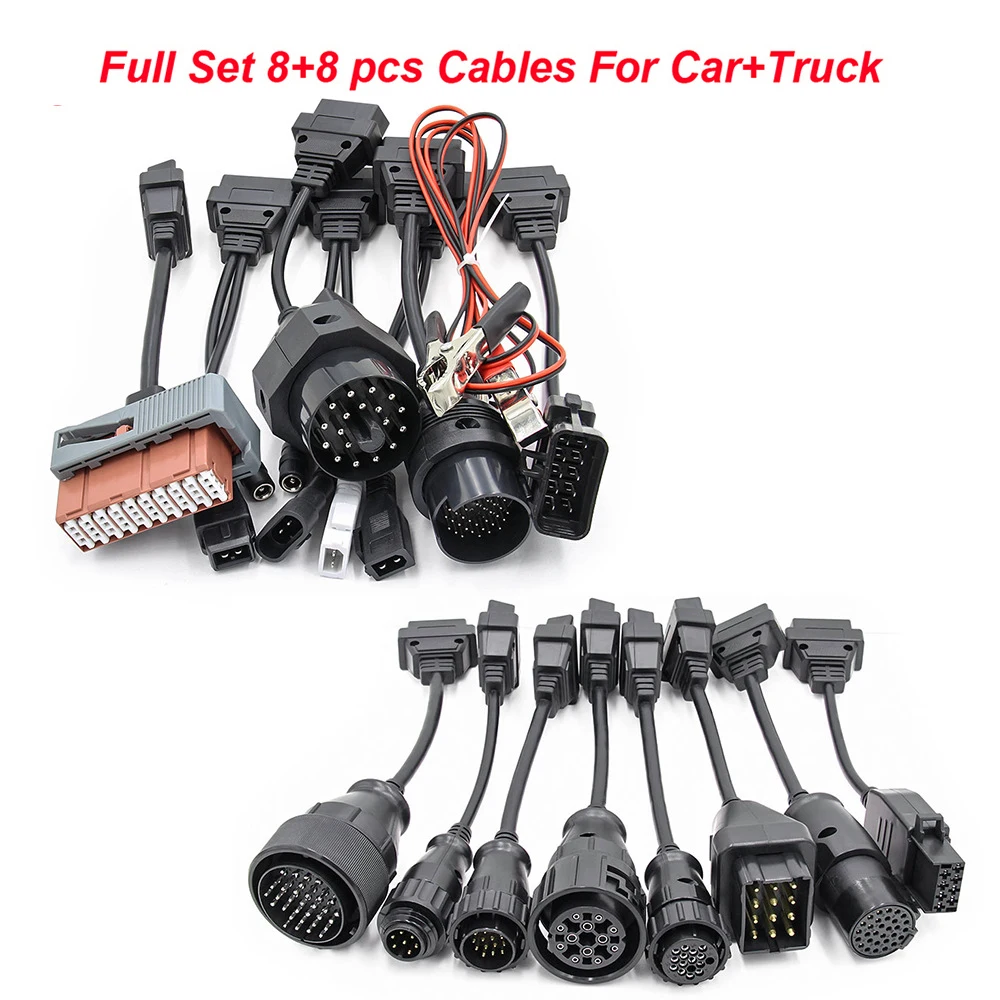 Full set 16 in 1 cables For Car Truck OBD OBD2 Connector Extension Cables Auto diagnostic Scanner Tools For BMW/Volvo Scanner