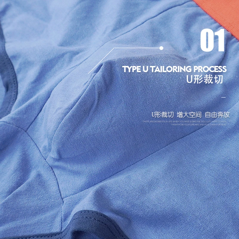 3Pcs Men's Panties Top Quality U Convex Cotton Underwear Men Boxer Shorts Trendy Color Matching Breathable Underpants