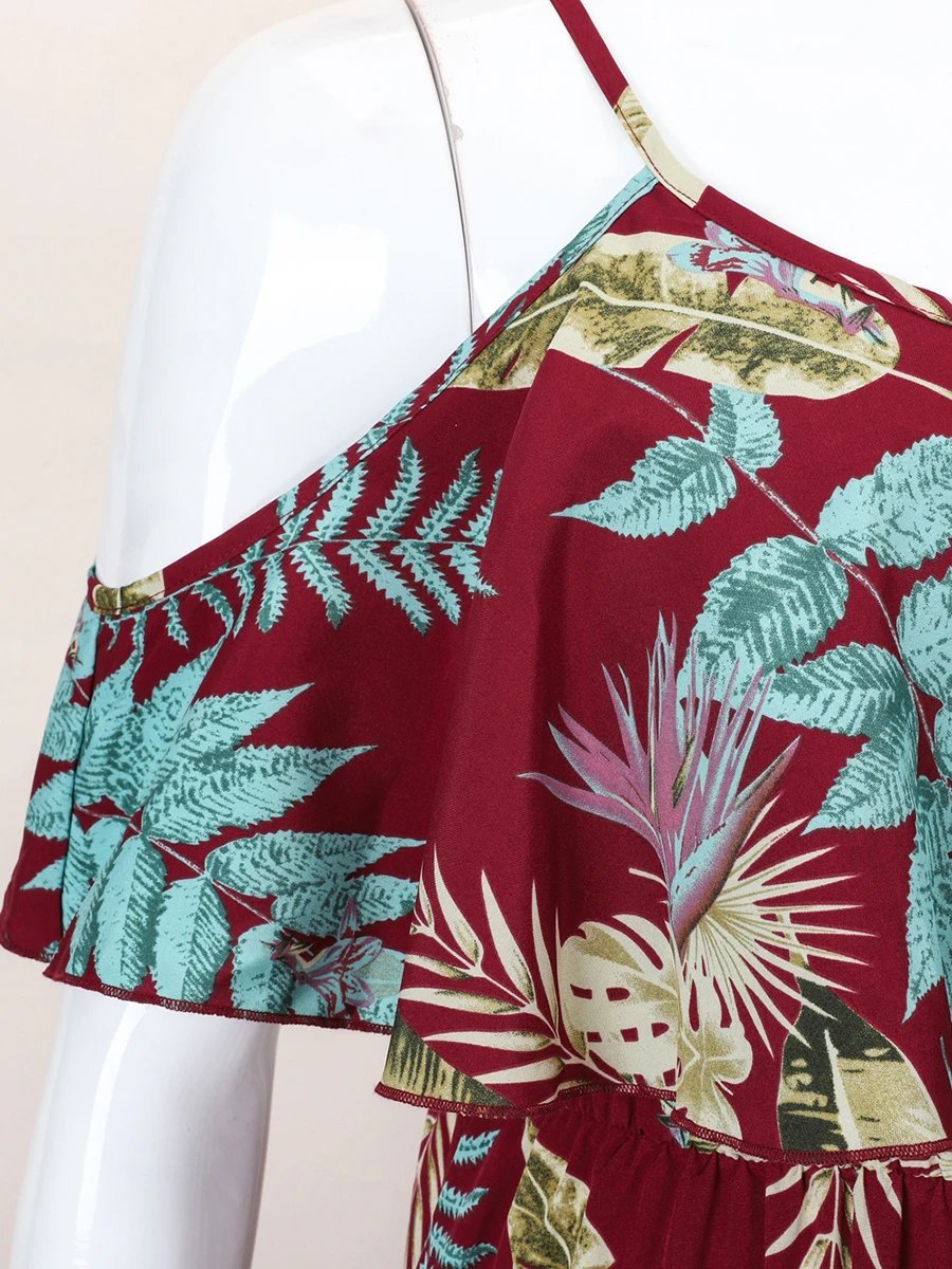 Finjani Plus Size Women Dress Spring and Autumn Sexy Sling Print Dresses Breathable Light Women's Evening Dresses