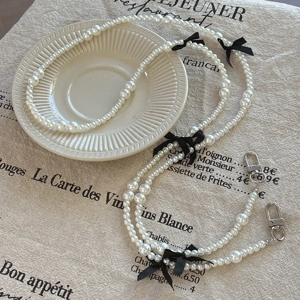 Цепочка через плечо с милым бантом и жемчугом для телефона анти-падение