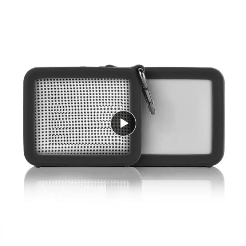 

Reserved Volume Hole Design Audio Storage Bag Claret Speaker Silicone Case Anti-drop And Shockproof At Four Corners Carabiner