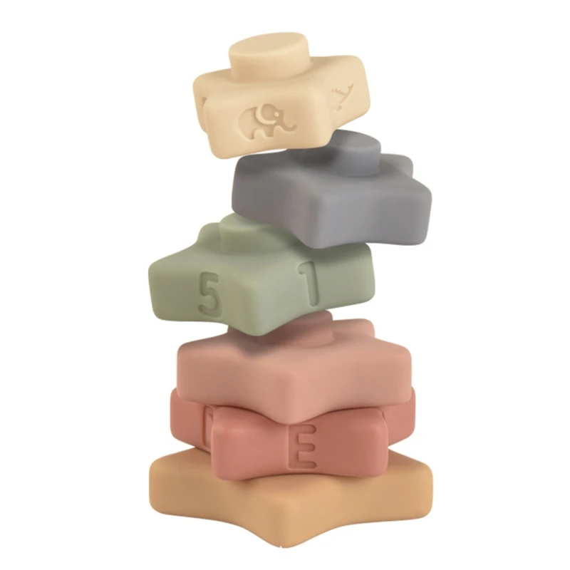 

Colorful Stacking Tower Toy Montessori Block Tumble Jumble w/ Animal Number Textures Interactive Baby Sensory Gift 6pcs