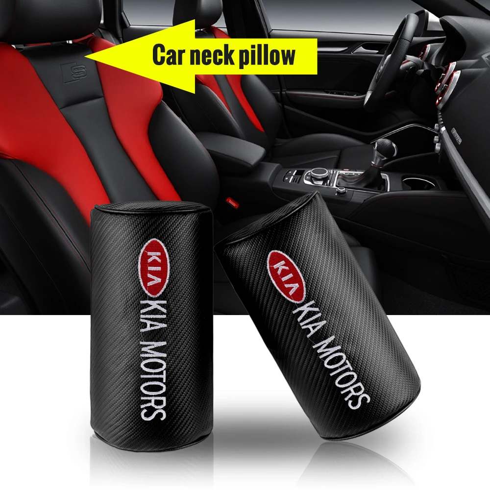 

2pcs Car Seat Headrest Neck Pillow Support Cushion Decor Badge For KIA Sportage Rio K2 Sorento Soul Picanto Optima Ceed