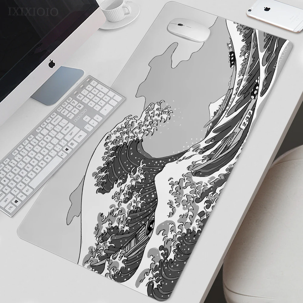 

Черный и белый, серый, художественный, эстетичный коврик для мыши, игровой коврик XL для нового компьютера под заказ, коврик для мыши XXL, нескользящий Настольный коврик для мыши
