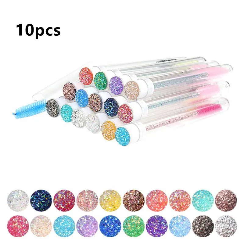 

10pcs NEW Eyelash Extender Disposable Eyebrow Brush Separate Tube Design Charming Diamond Bottom Mascara Stick Applicator