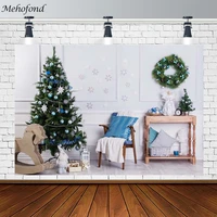 christmas backdrop interior portrait decor background for photography snowman pine tree santa gift poster photobooth photo props