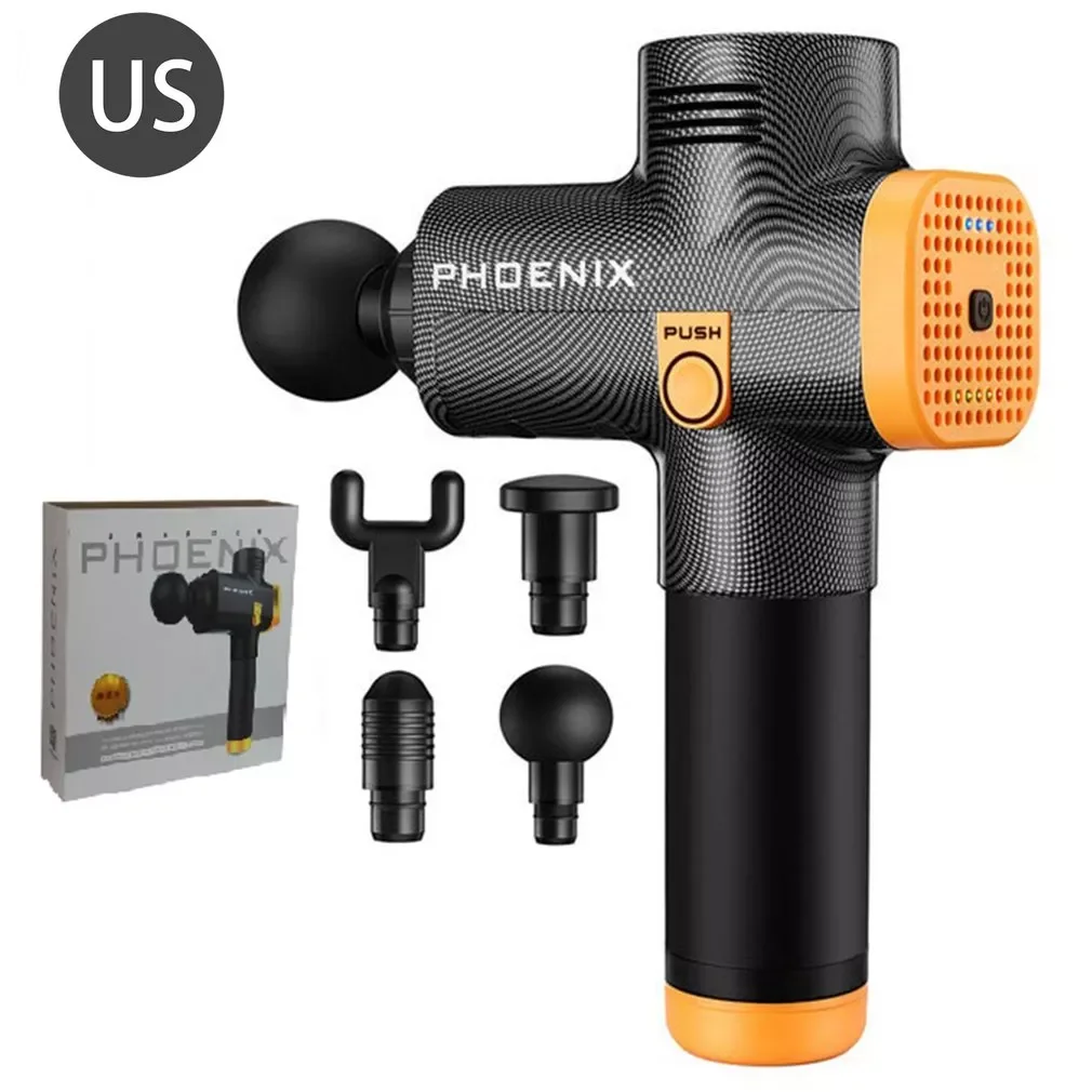 

NEW2023 Phoenix-A2 Muscle Fascia Massage Gun + Four Massage Heads Three-speed Setting Overheating Protection 110V Massage Gun