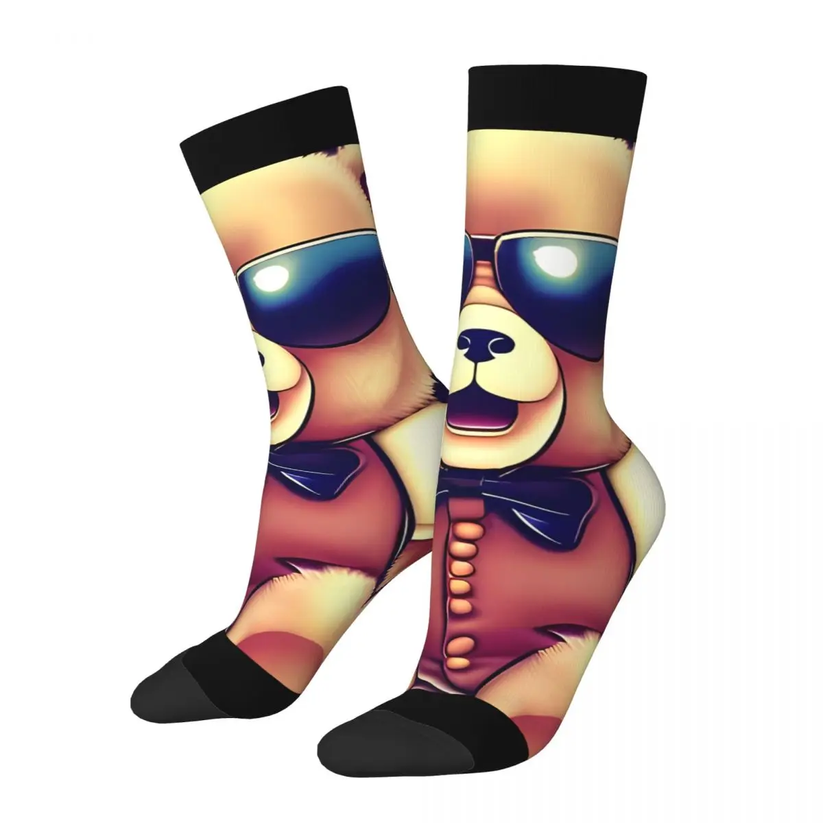 

Счастливые мужские носки солнцезащитные очки и костюм для дискотеки Ретро Мишка Тедди повседневные круглые носки в стиле хип-хоп подарок с принтом узора