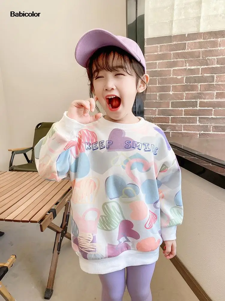 

Fashion Letter Jacquard Sweatshirt For Toddler Baby Kids Girl Spring Autumn Long Sleeves Tops Clothing Children's Hoodies 2-7Y