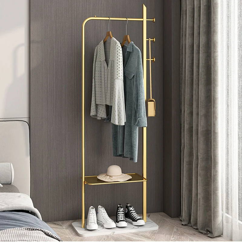Nordic Floor Clothes Rack Gold Metal Pole Luxury Clothes Drying Rack ...