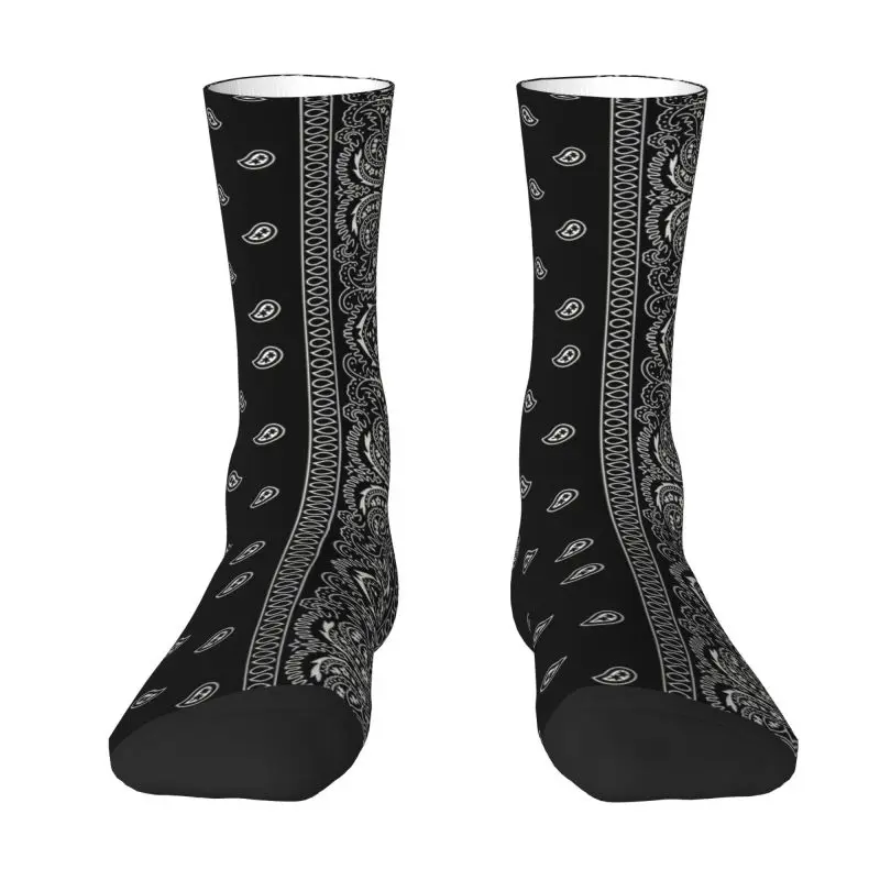 

Забавные мужские черно-белые носки в стиле хикано с принтом пейсли, Классические носки унисекс, дышащие Теплые черно-белые короткие носки с ...