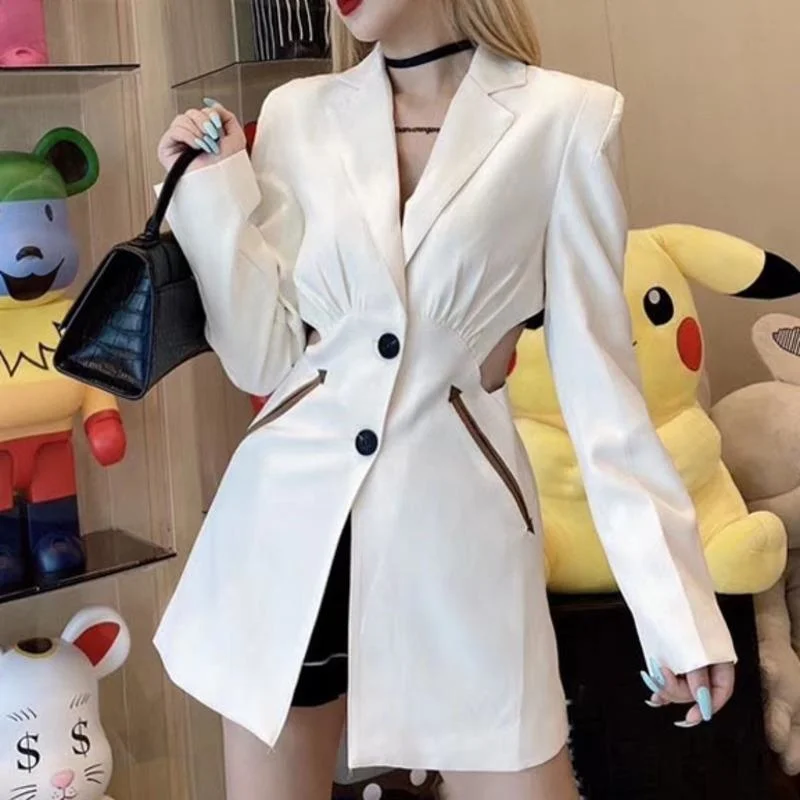 

Women's Suits & Blazers [EWQ] Autumn Ladies Office Lady Suit Fashionable Simple Long-sleeved Waist Single-breasted Sexy