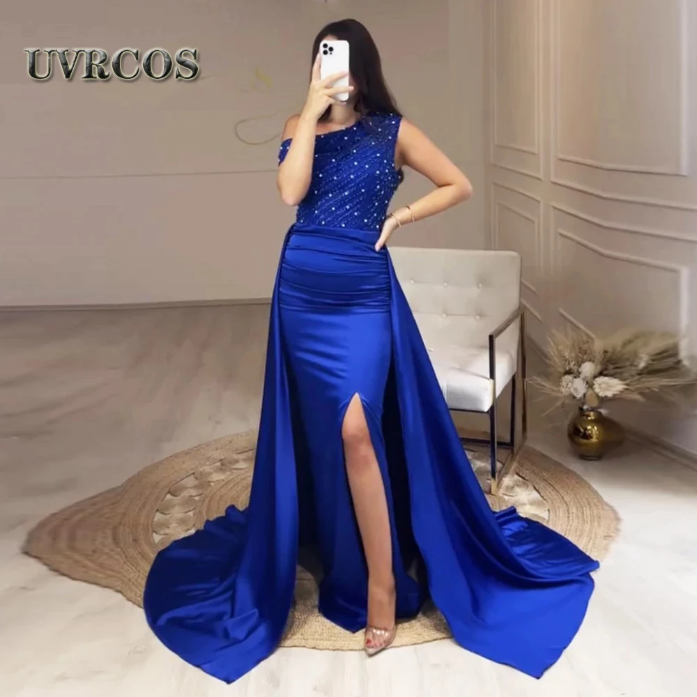 

UVRCOS Royal Blue Celebrity Evening Dresses For Women 2023 Detachable Train Personised Robes De Soirée Birthday Graduation Gown