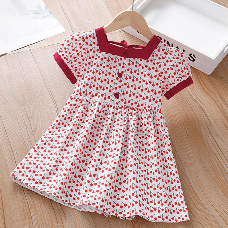 

Детское хлопковое платье с коротким рукавом, на возраст 2-10 лет