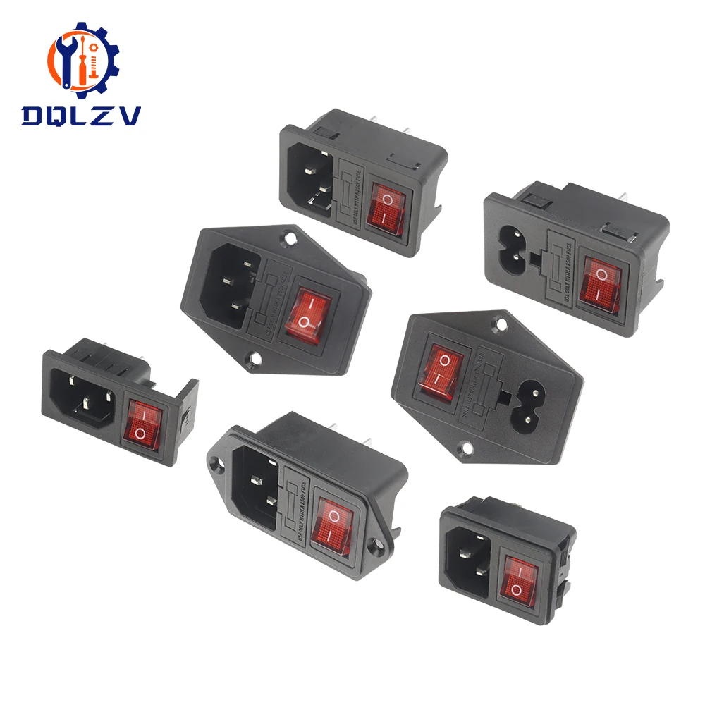 Женский контактный разъем, 3 контакта IEC320 C14, электрическая розетка, 250 В, клавишный переключатель, латунь, 10 А, предохранитель, аксессуары для крепления компьютера (art.: 3920c8ec69dc5) - 3920c8ec69dc5