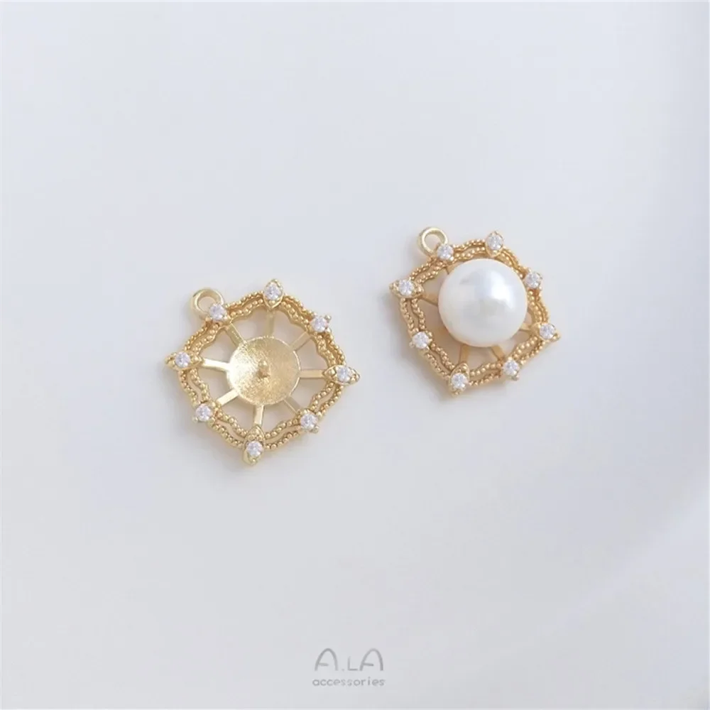 Микроинсет циркон 14-каратное золото жемчужный браслет с половиной отверстия