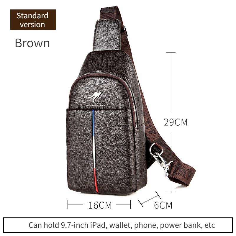 Men's shoulder bag leather crossbody bag multifunctional waterproof shoulder strap travel shoulder bag business shoulder bag