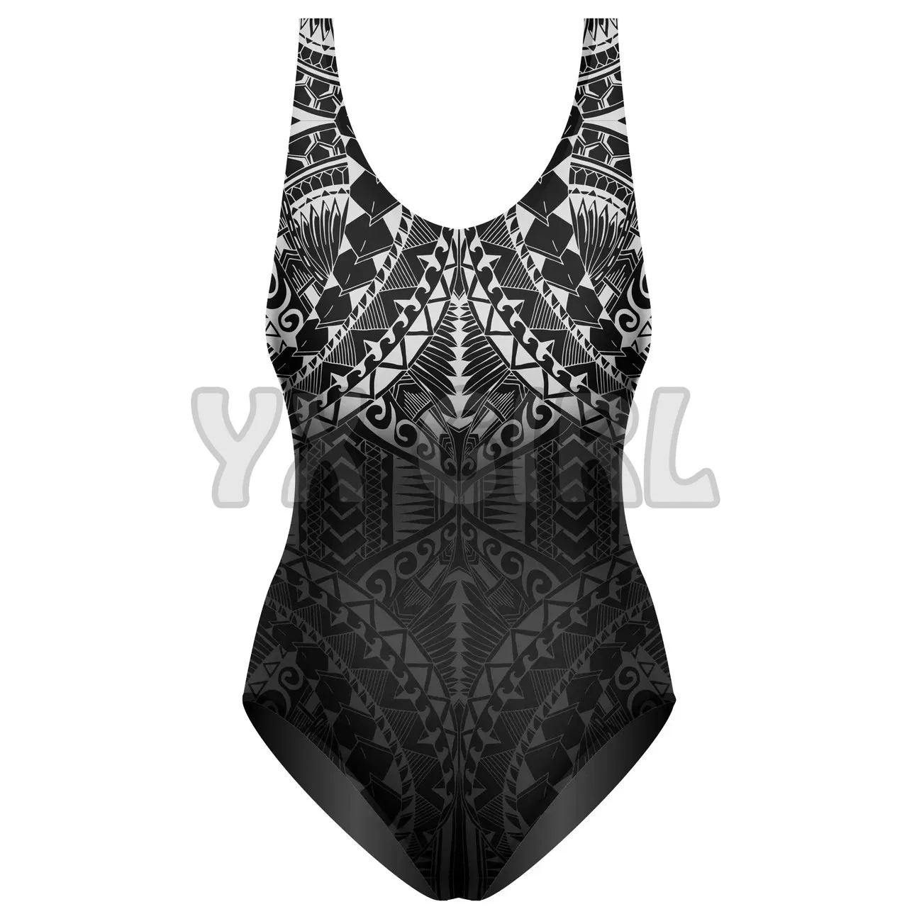 YX GIRL Polynesian One-Piece Swimsuit Black and White  3D Printed Sexy Summer Women Beach Swimsuit Cosplay Clothes