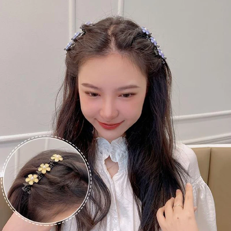 Цветок сверкающие кристаллы бабочки плетеные заколки для волос четырехлистный