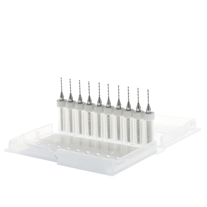 

Hot 10Pc 0.9mm Tip 1/8" Shank Spiral Flute Tungsten Carbide Micro PCB Drill Bits