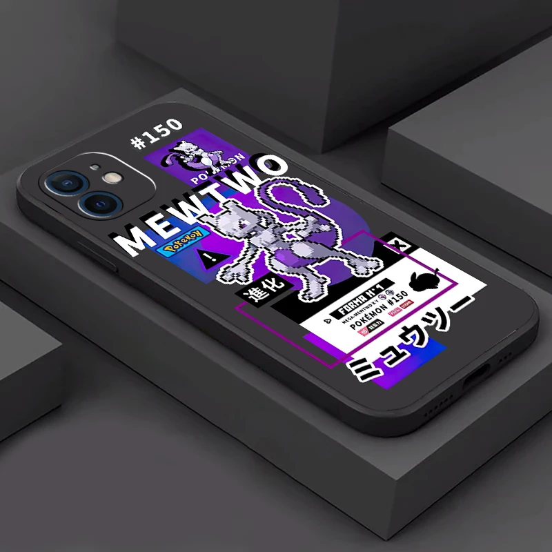 

Cartoon Pokémon Phone Case For Funda iPhone 11 12 13 Pro Max Mini X XR XS SE 2020 5s 6 7 8 Plus Celular Black Carcasa