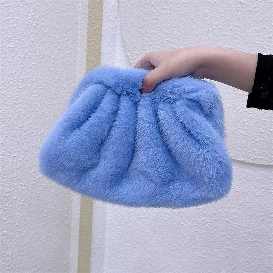 New Style 100% Mink Fur Messenger Bag Ladies 2021 Fashion Fur One Shoulder Messenger Bag Ladies Chain Travel Small Handbag