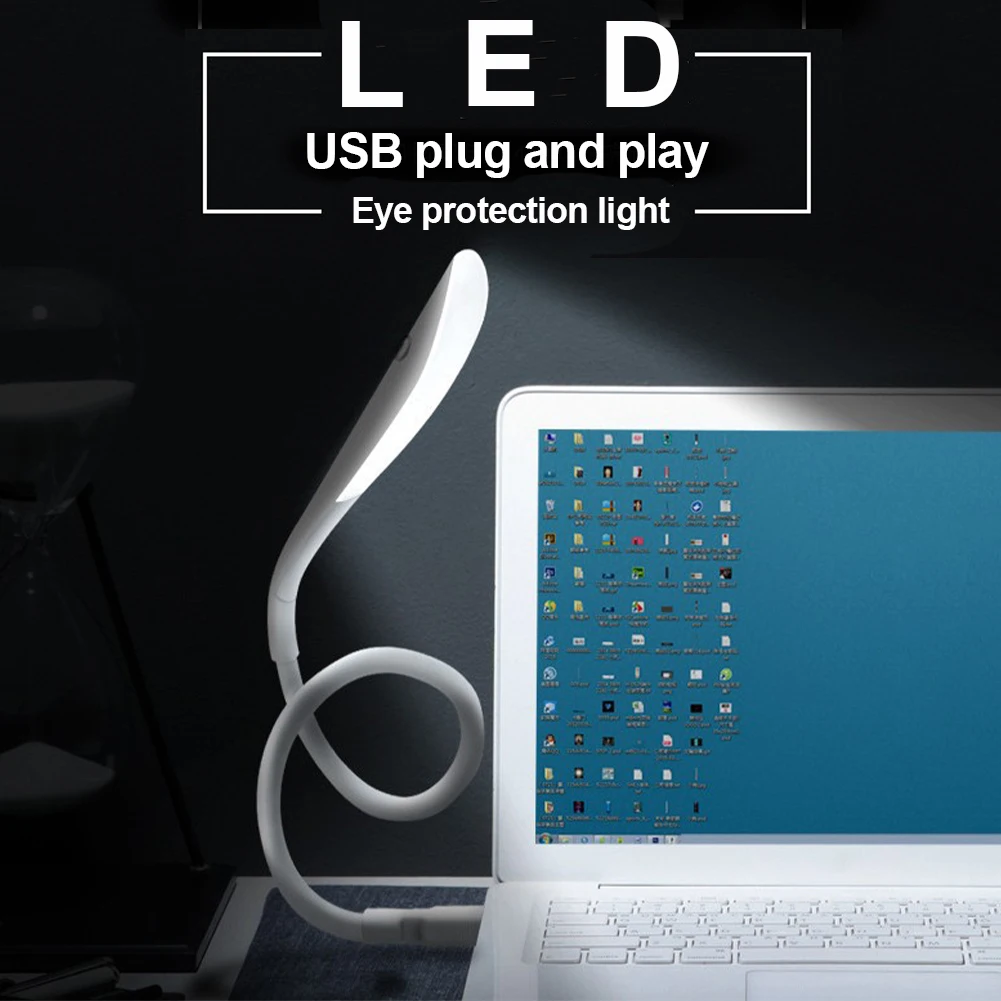 

Mini Portable Laptops USB LED Light Touch Sensor Dimmable Table Desk Lamp for Power Bank Camping PC Laptops Book Night Lighting