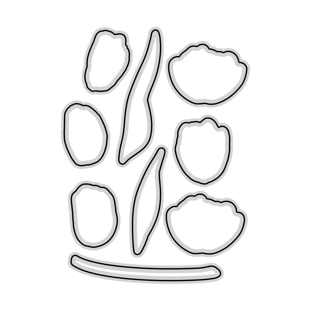 Металлические штампы MangoCraft с золотым тюльпаном и цветком прозрачные сделай сам