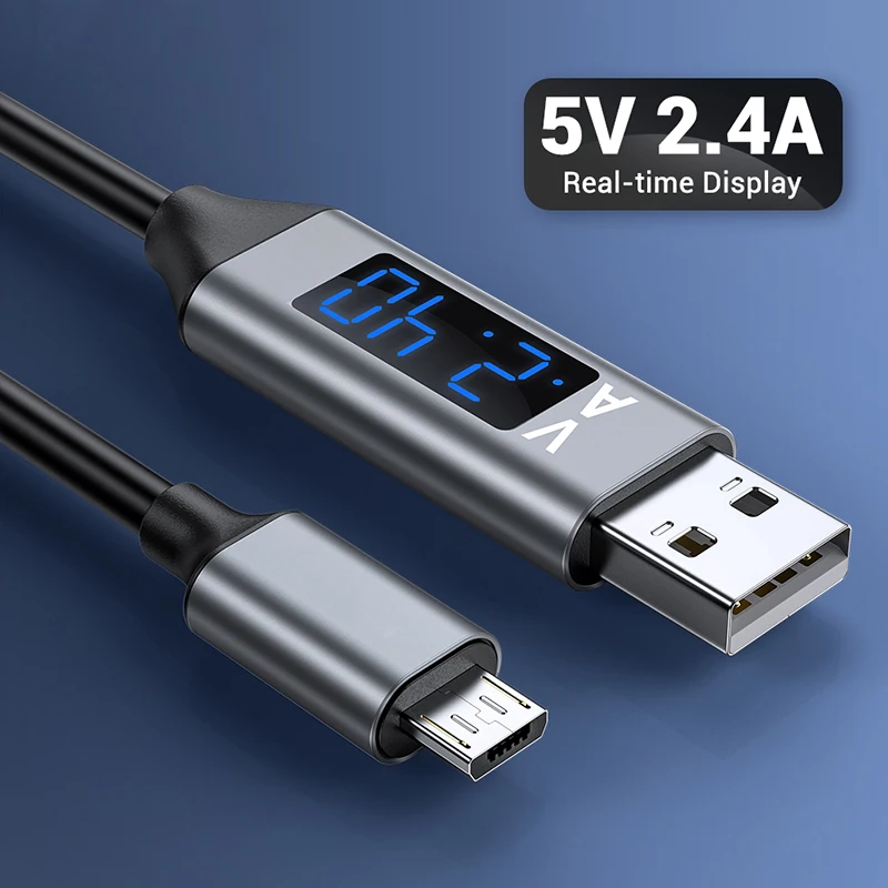 

Кабель Micro USB с цифровым дисплеем напряжения, устройство для быстрой зарядки и передачи данных для Xiaomi 4, Huawei, Android, провод зарядного устройств...