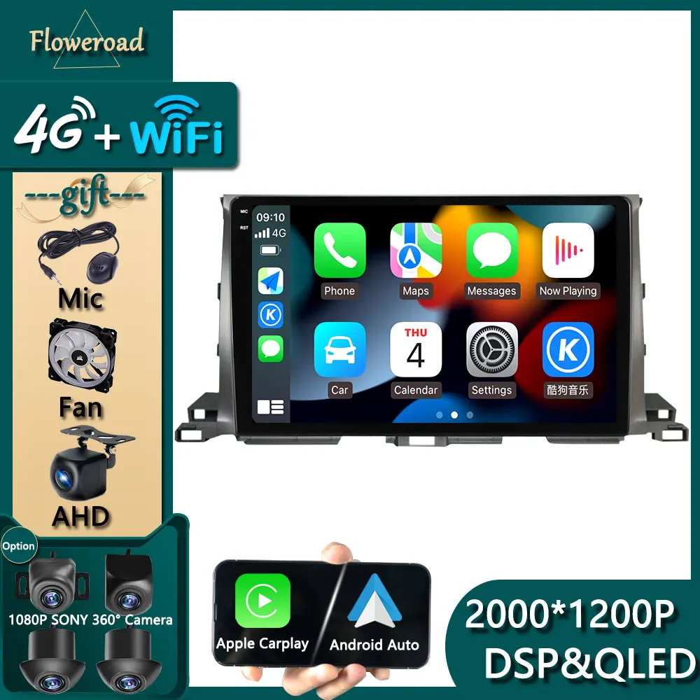 

Head Unit Carplay Android For Toyota Highlander 2013 2014- 2018 Car Radio Multimedia Player Navigation GPS Video Autoradio Tooch