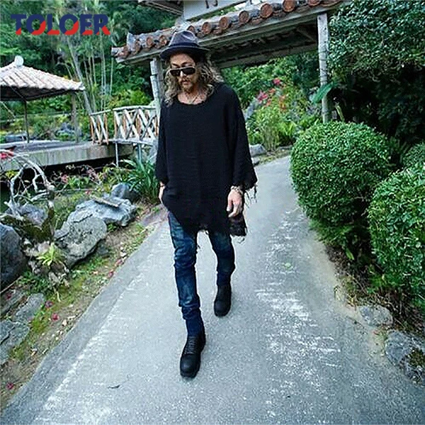 Однотонная простая Базовая футболка с низким вырезом и длинным рукавом мужской