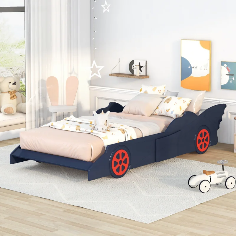 

[Flash Deal]Two Person Racing Platform Bed with Wheels Can Sleep Comfortably for Two People In Simple Style[US Stock]