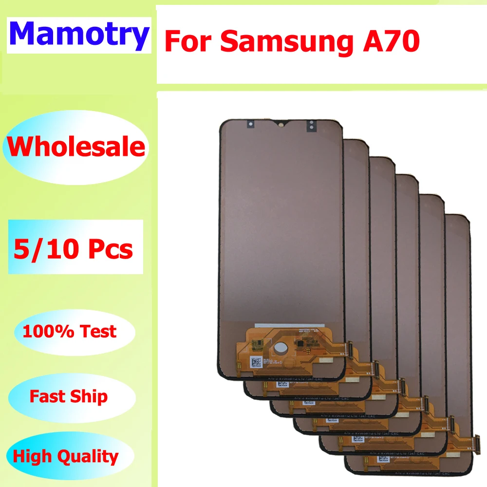 Фото Оптовая продажа, 5/10 шт./лот для Samsung A70, ЖК-дисплей с сенсорной рамкой в сборе A705 A705F A705W A705FN/DS №1