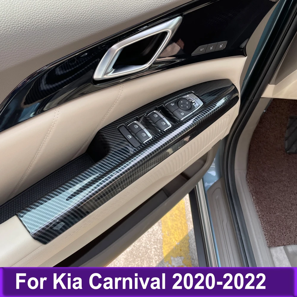 

Аксессуары для интерьера Kia Carnival 2020 2021 2022, стеклоподъемник, переключатель, стиль автомобиля, углеродное волокно