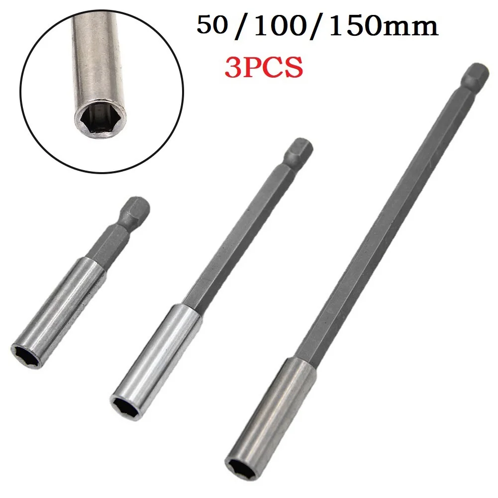 

3pcs 1/4 Hex Quick Release Magnetic Screwdriver Extension Bit Holder Hand Tool Socket Extension Bit 50/100/150mm