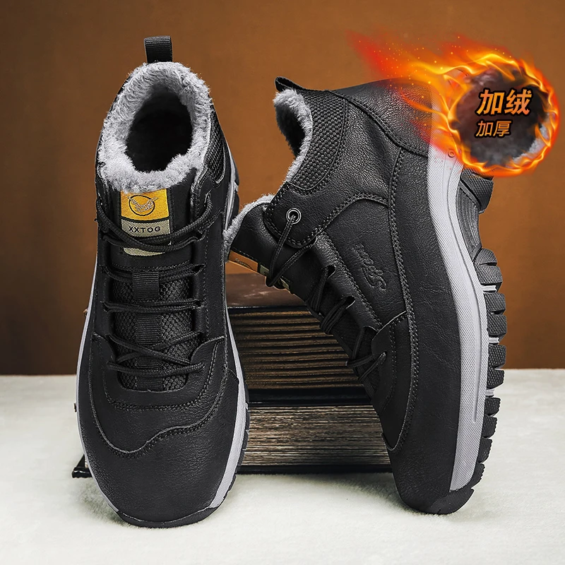 

2023 Winter Men's Snow Boots Waterproof Non-Slip Comfortable Warm Plush Lining Outdoor Ski Suede Ankle Boots for Men